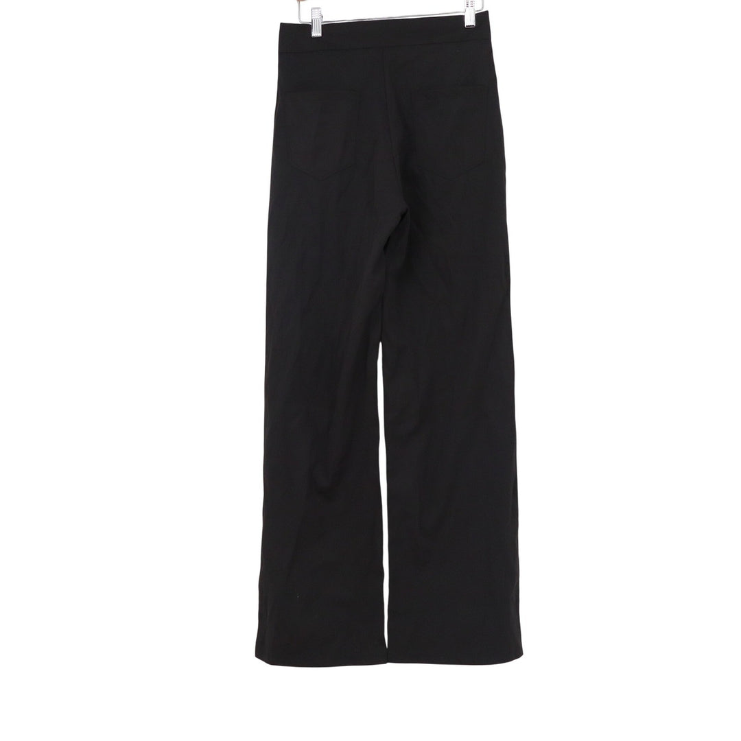 Womens Black High Waisted Wide Leg Trousers Gold Buckle Detail Dress Pants O/S