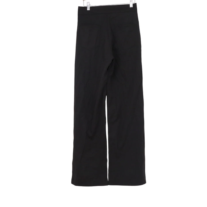 Womens Black High Waisted Wide Leg Trousers Gold Buckle Detail Dress Pants O/S