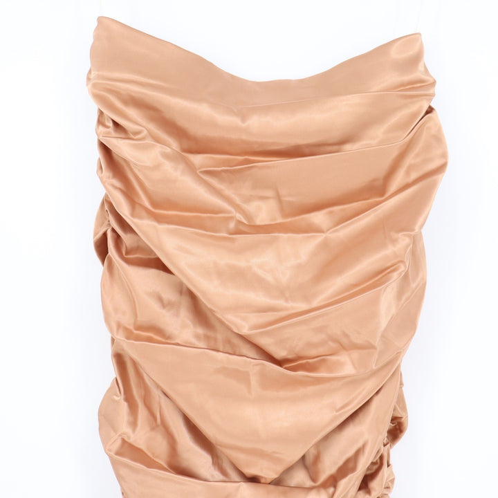 Naked Wardrobe The Statement Ruched Satin Mini Skirt Champagne L