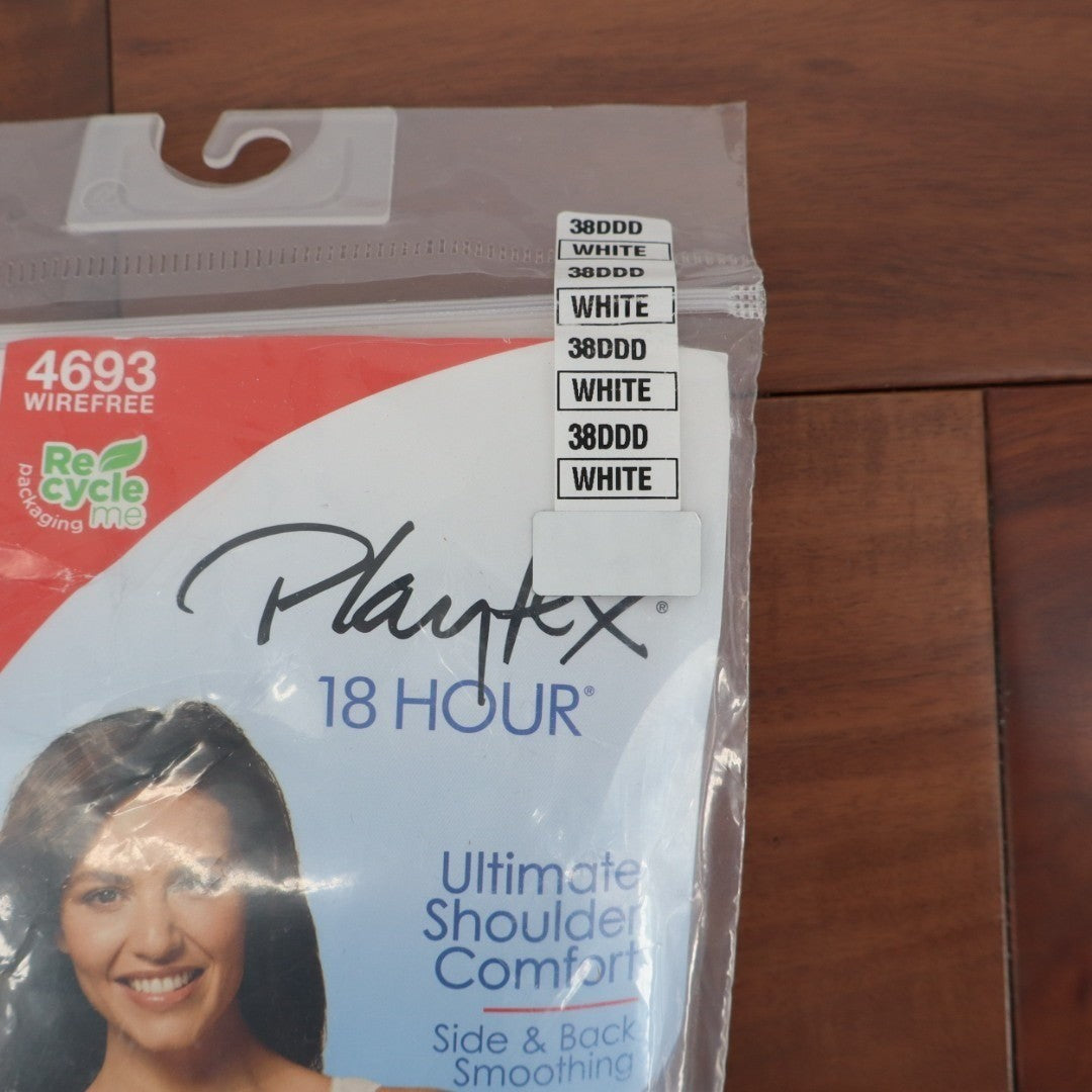 Playtex 18 Hour Ultimate Bra Women 38DDD White Stretch Shoulder Comfort Wireless