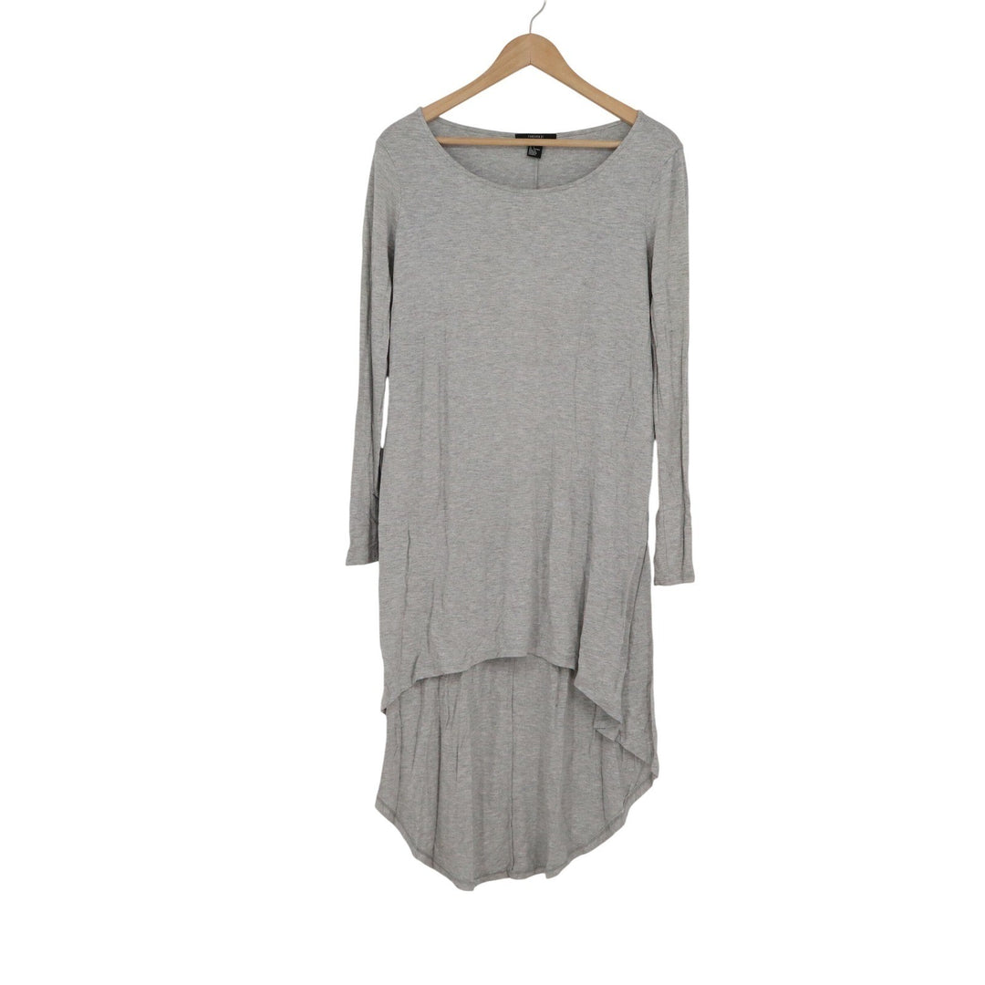 Forever 21 Womens Large Heather Grey Long Sleeve High Low Tunic Dress