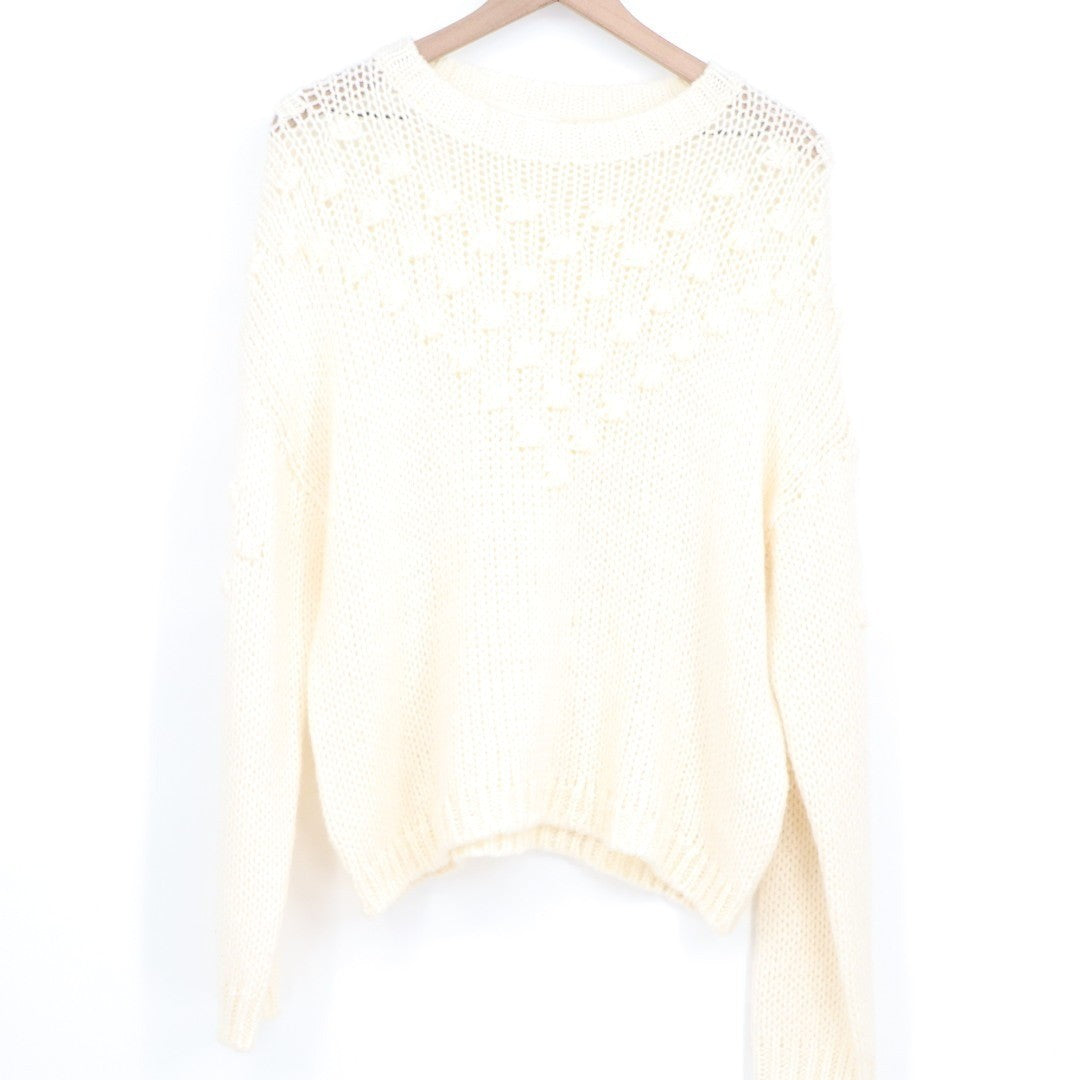 Abound Sweater Women XL Cream Knit Textured Round Neck Long Sleeve Street Wear