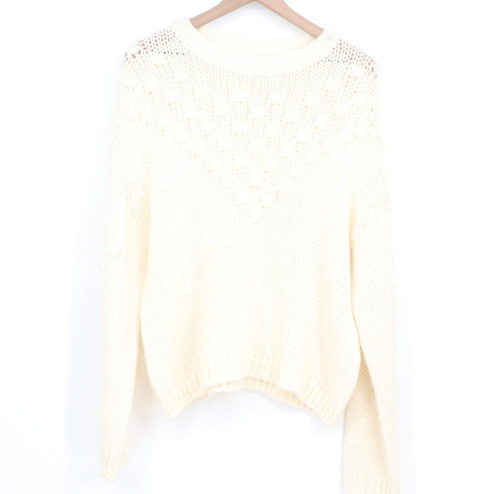 Abound Sweater Women XL Cream Knit Textured Round Neck Long Sleeve Street Wear