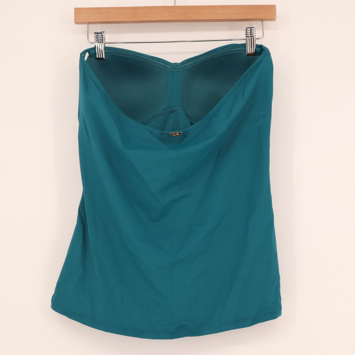 Anne Cole Tankini Top Womens XL Teal Nylon Stretch Twist Front Bandeau Strapless