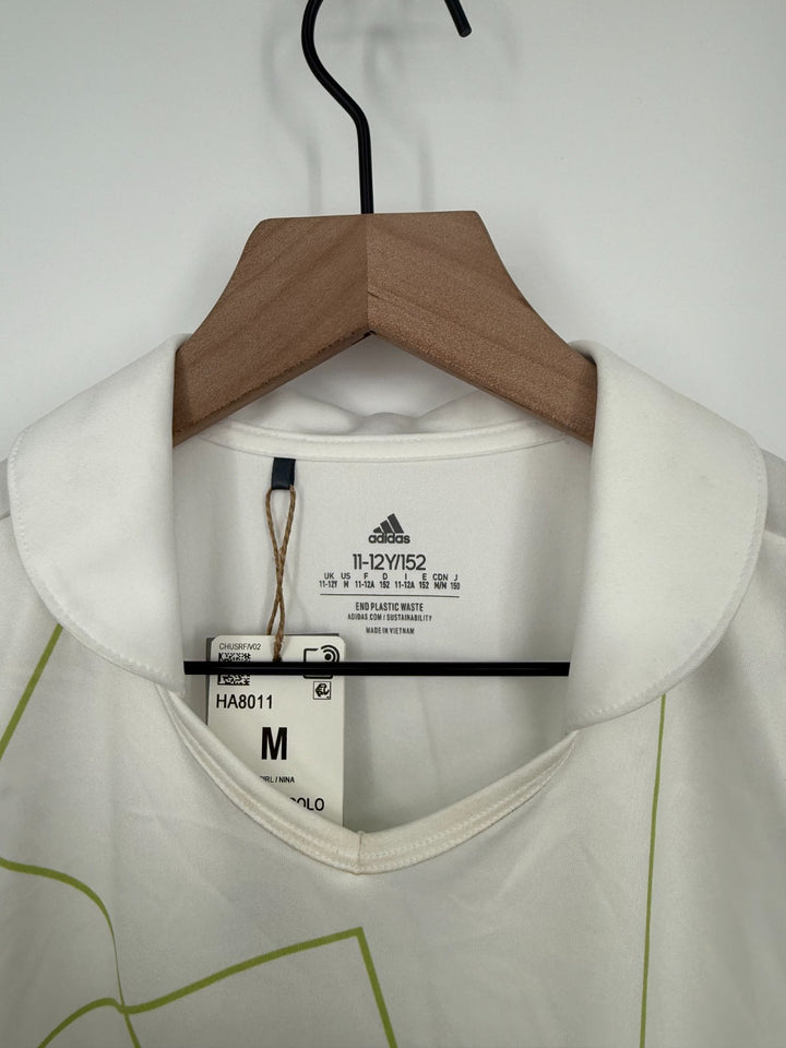 Adidas Golf Polo Shirt Girls 11-12 M Lime White Printed Trefoil Logo Sleeveless