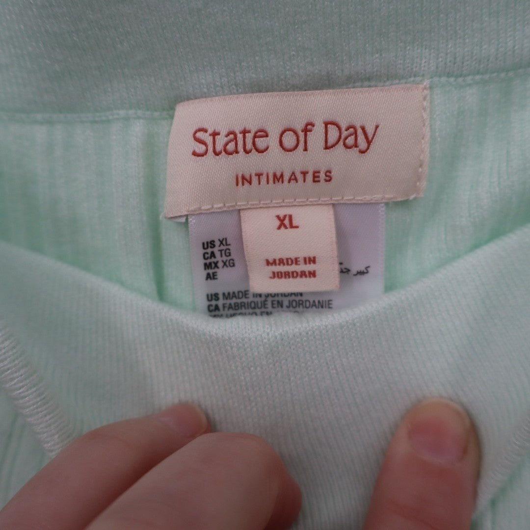 State of Day Intimates Pajama Pants Womens XL Butter Mint Green Ribbed Knit
