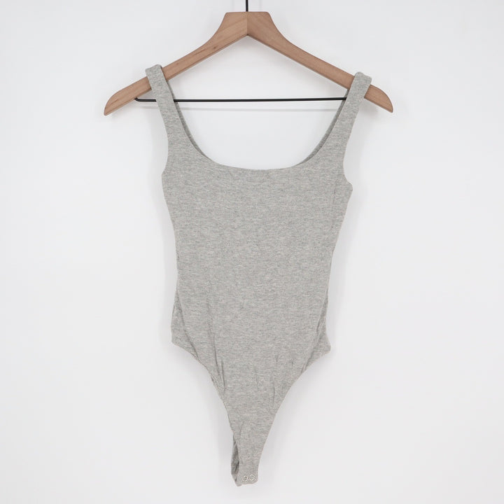 Naked Wardrobe Gray Scoop Neck Sleeveless Thong Bodice Womens XS