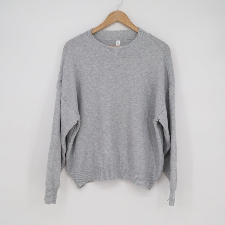 Stylus Womens Gray Crewneck Relaxed Fit Pullover Sweater Size Large