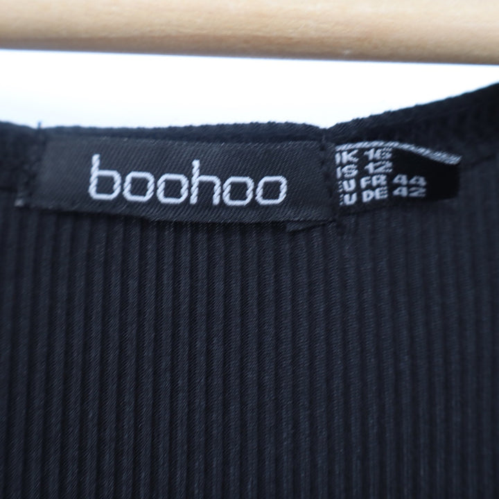 Boohoo Womens Black Ribbed Scoop Neck Sleeveless Bodycon Midi Tank Dress Size 12