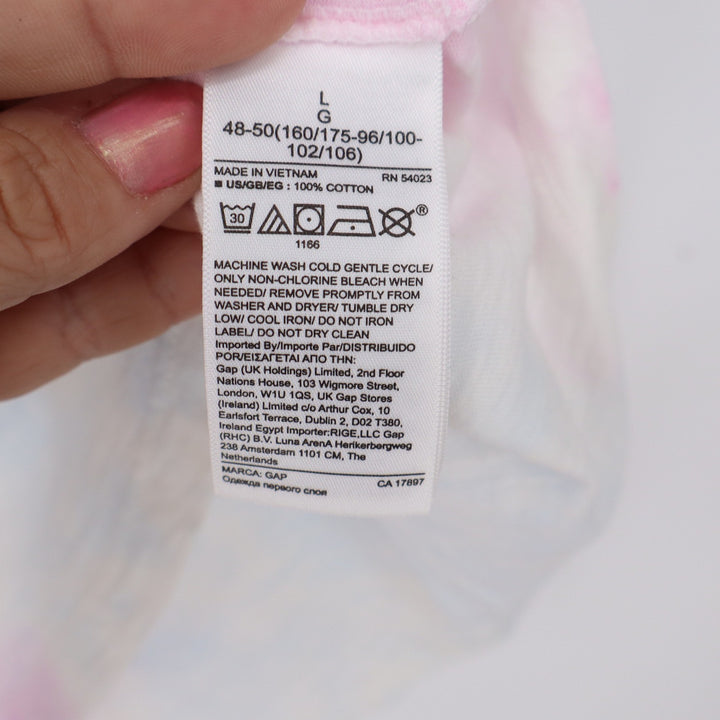 GAP T-Shirt Womens Large Boyfriend T Pink Blue Tie-Dye Organic Cotton Excellent
