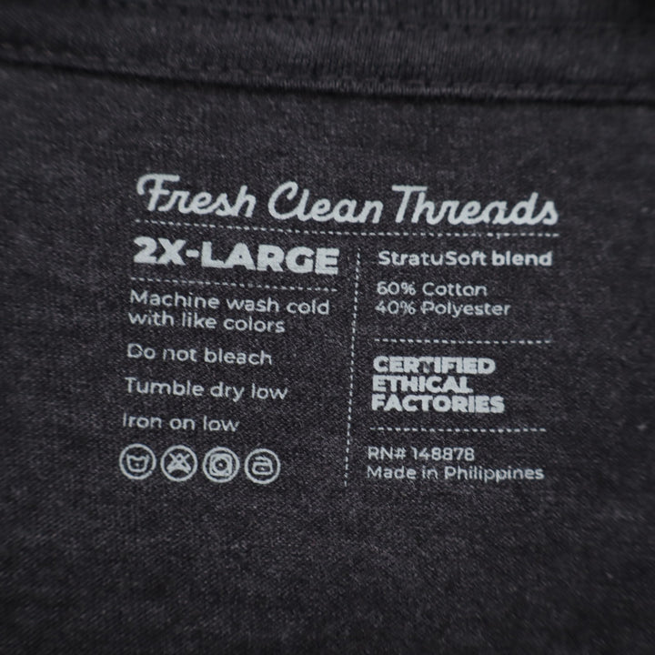 Fresh Clean Threads T-Shirt Men 2XL Black Cotton Short Sleeve Crew Neck Pullover