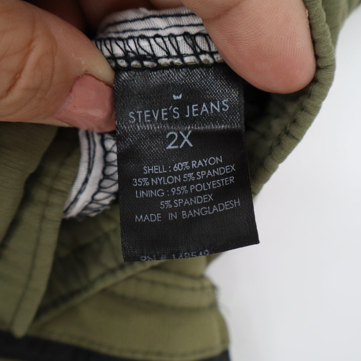 Steve's Jeans Mens 2XL Olive Green Cargo Shorts Elastic Waist Stretch Utility
