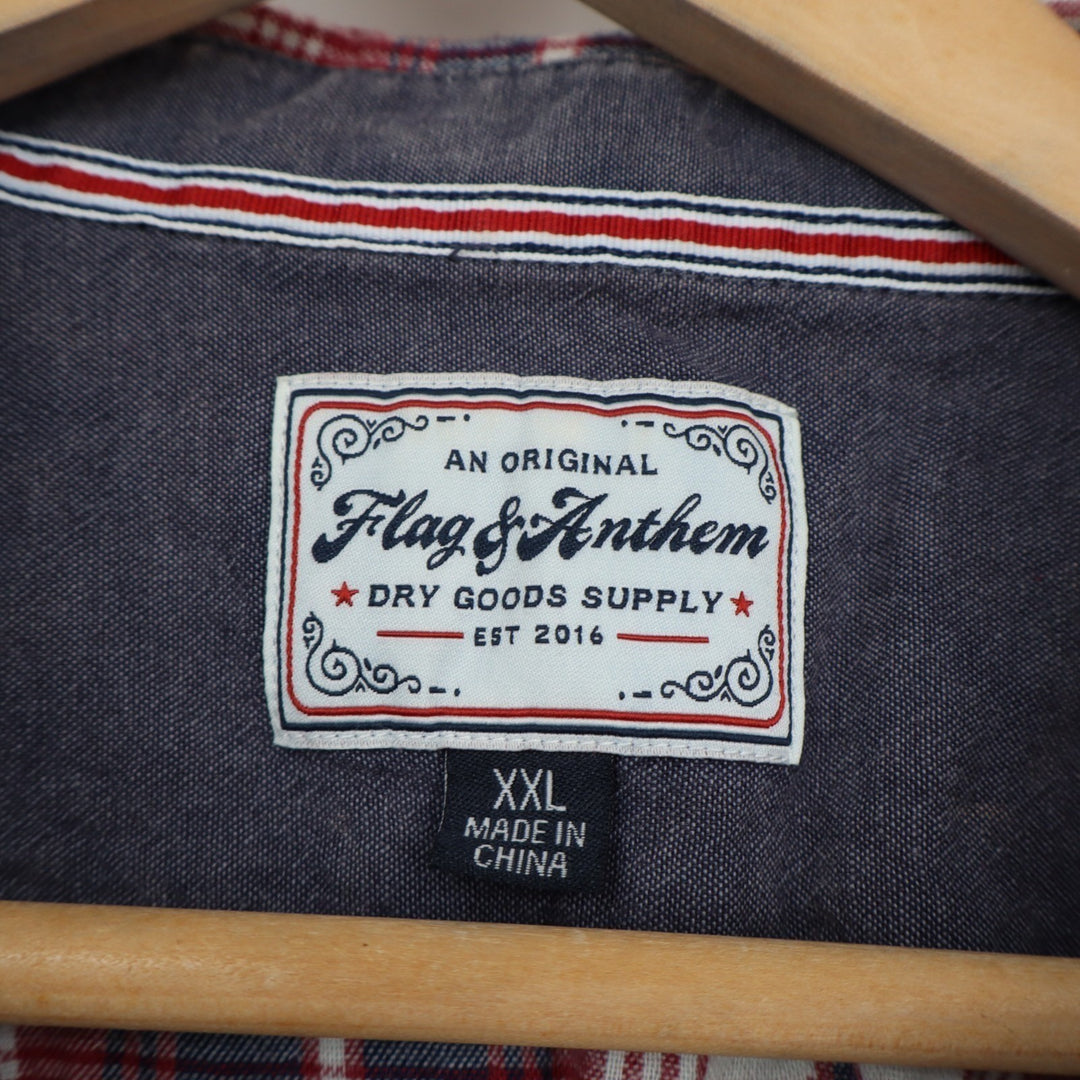 Flag & Anthem Shirt Men's 2XL Multicolor Plaid Cotton Long Sleeve Button Up