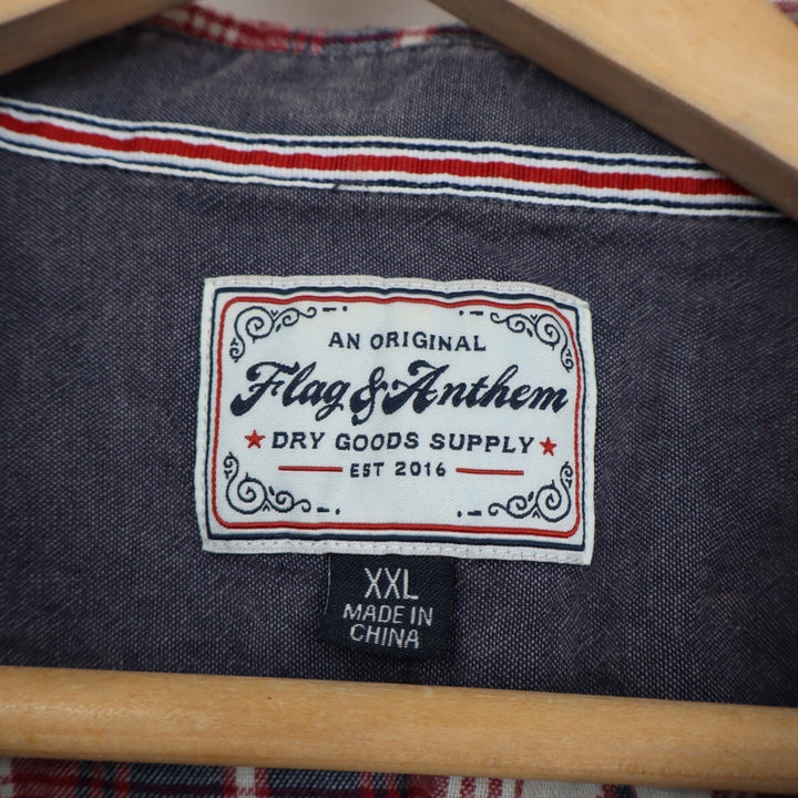 Flag & Anthem Shirt Men's 2XL Multicolor Plaid Cotton Long Sleeve Button Up