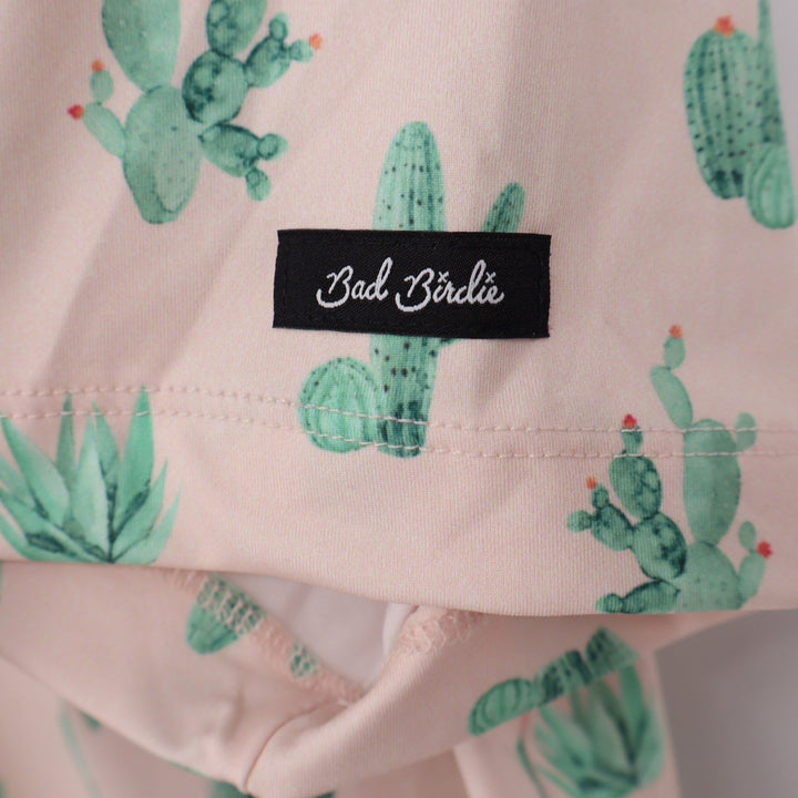 Bad Birdie Mens Thorn in Your Side Cactus Print Golf Polo Peach S