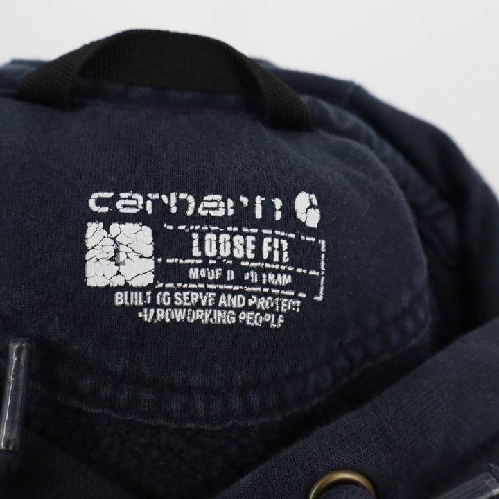 Carhartt Hoodie Men Medium Midnight Blue Cotton Fleece Loose Fit Kangaroo Pocket