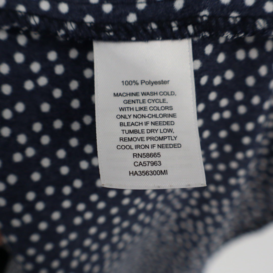 Halogen Navy Blue White Polka Dot Sleeveless A-Line Dress Size L