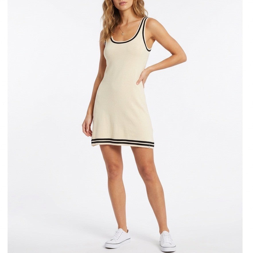 Lulus Sweater Mini Dress Womens Large Beige Knit Acrylic Lightweight Scoop Neck
