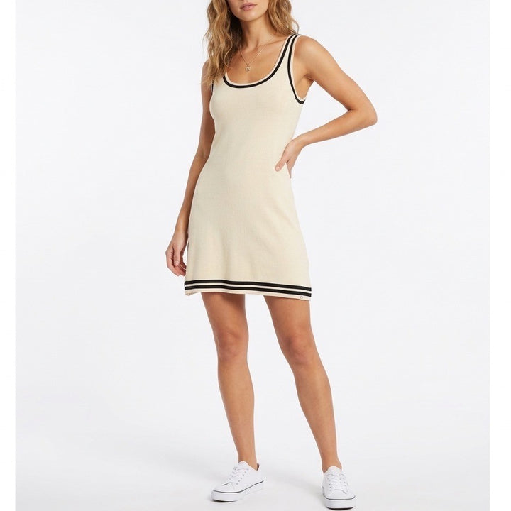Lulus Sweater Mini Dress Womens Large Beige Knit Acrylic Lightweight Scoop Neck