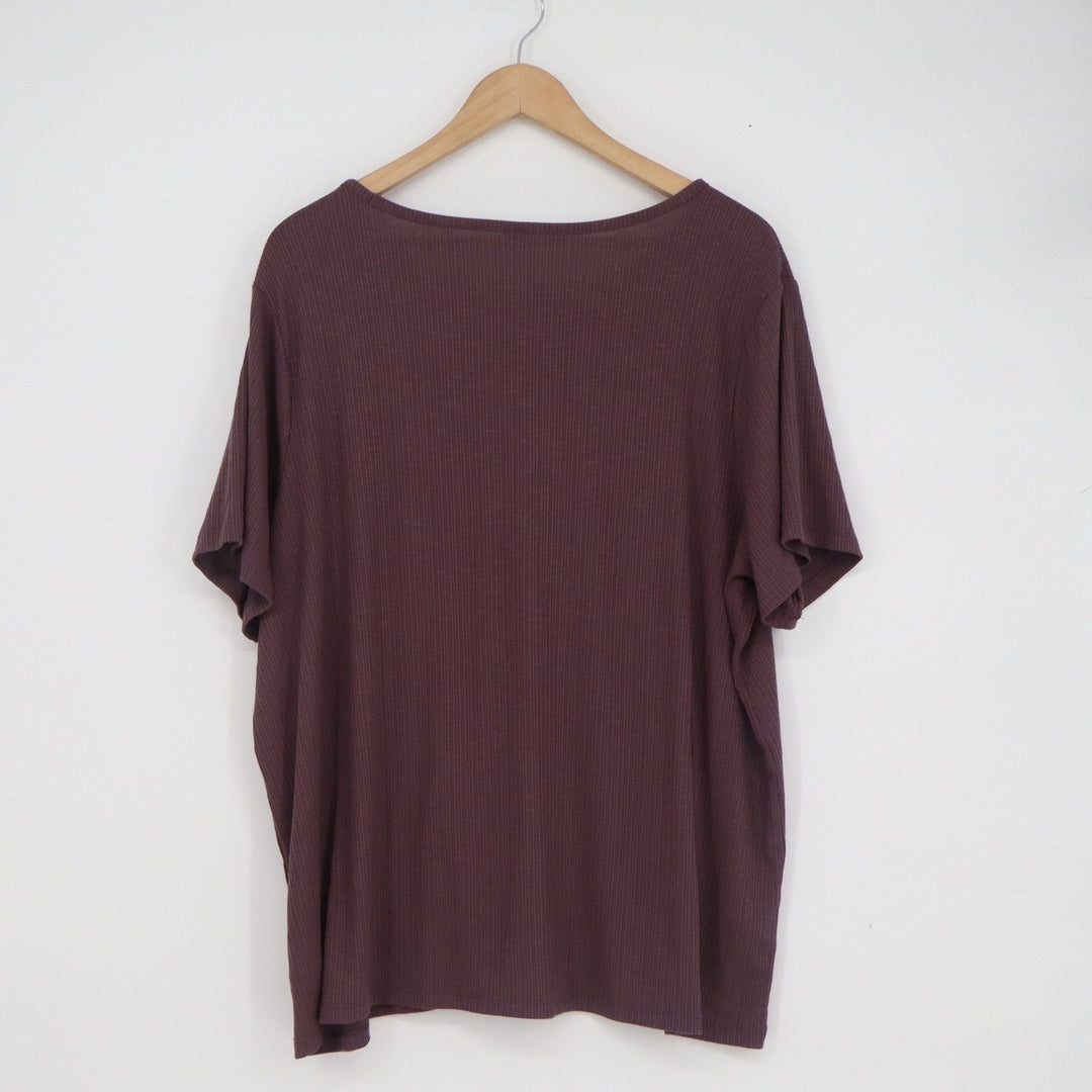 Old Navy Luxe Womens XXL Plum Purple Ribbed Short Sleeve Scoop Neck Tee