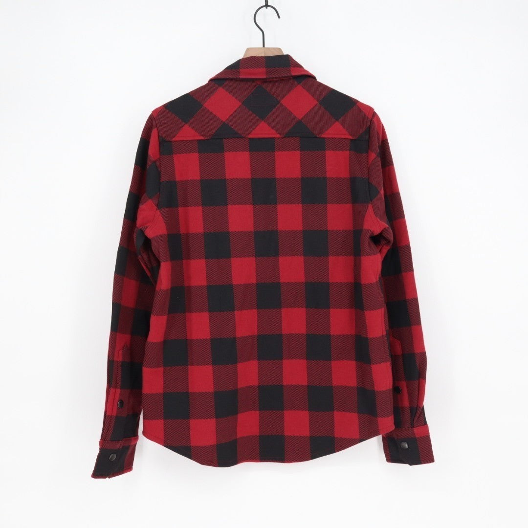 American Giant Redwood Overshirt Unisex S Red Plaid Cotton Fleece Spread Collar