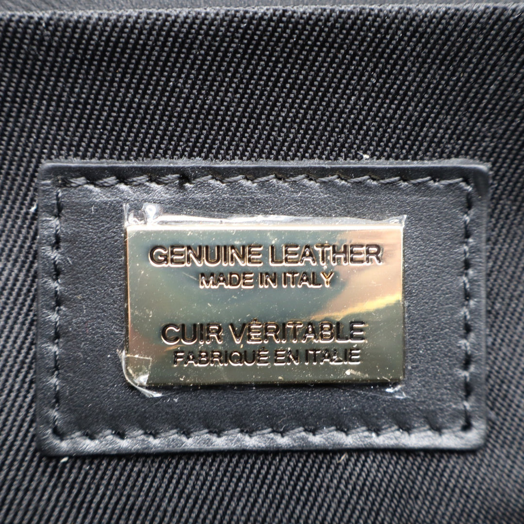 Viola Castellani Black Genuine Leather Belt Bag Made in Italy Gold Hardware