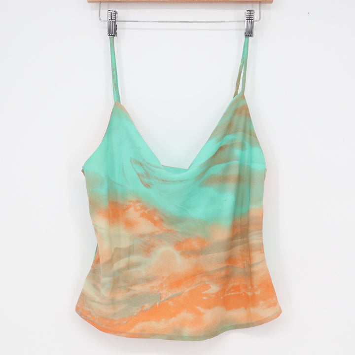 Milk & Honey Mint Orange Abstract Cowl Neck Camisole Top Size M