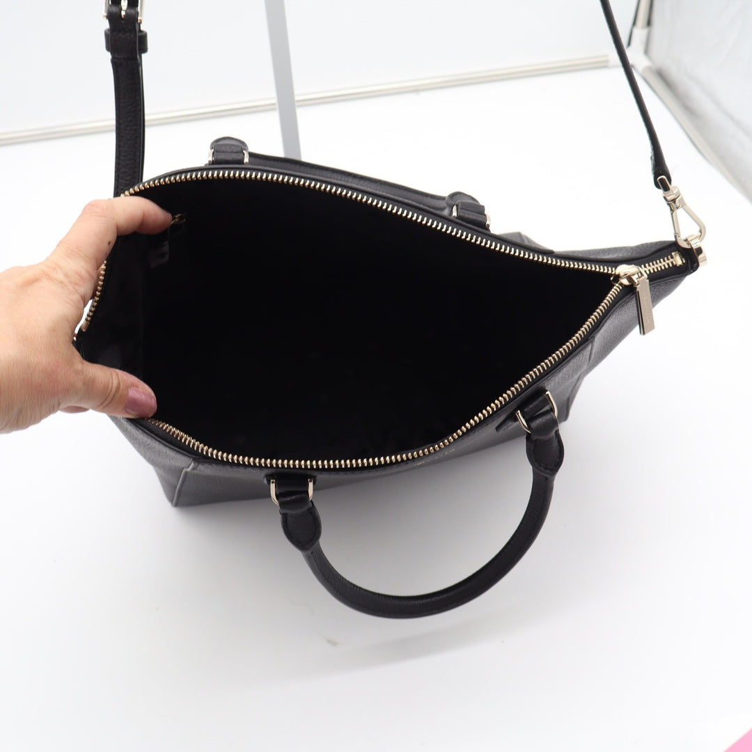Kate Spade Parker Medium Satchel Black Pebbled Leather Bag