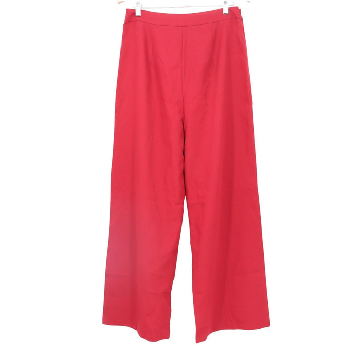 SHEIN Red High Waisted Wide Leg Split Hem Trousers XL US 12 Front Seam Pants