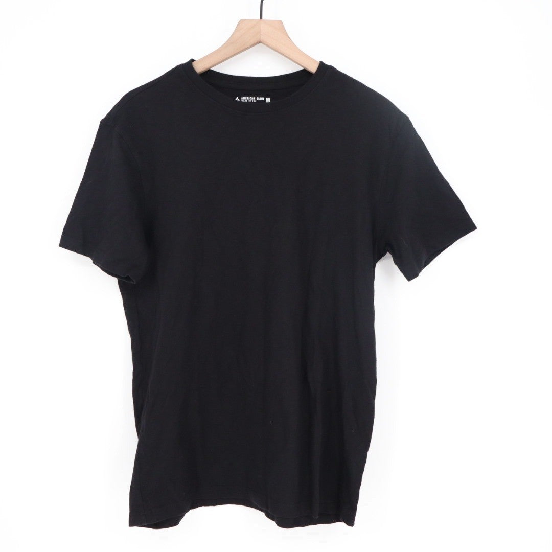 AMERICAN GIANT Black Cotton V Neck T Shirt Mens Size Medium Made USA Basic Tee