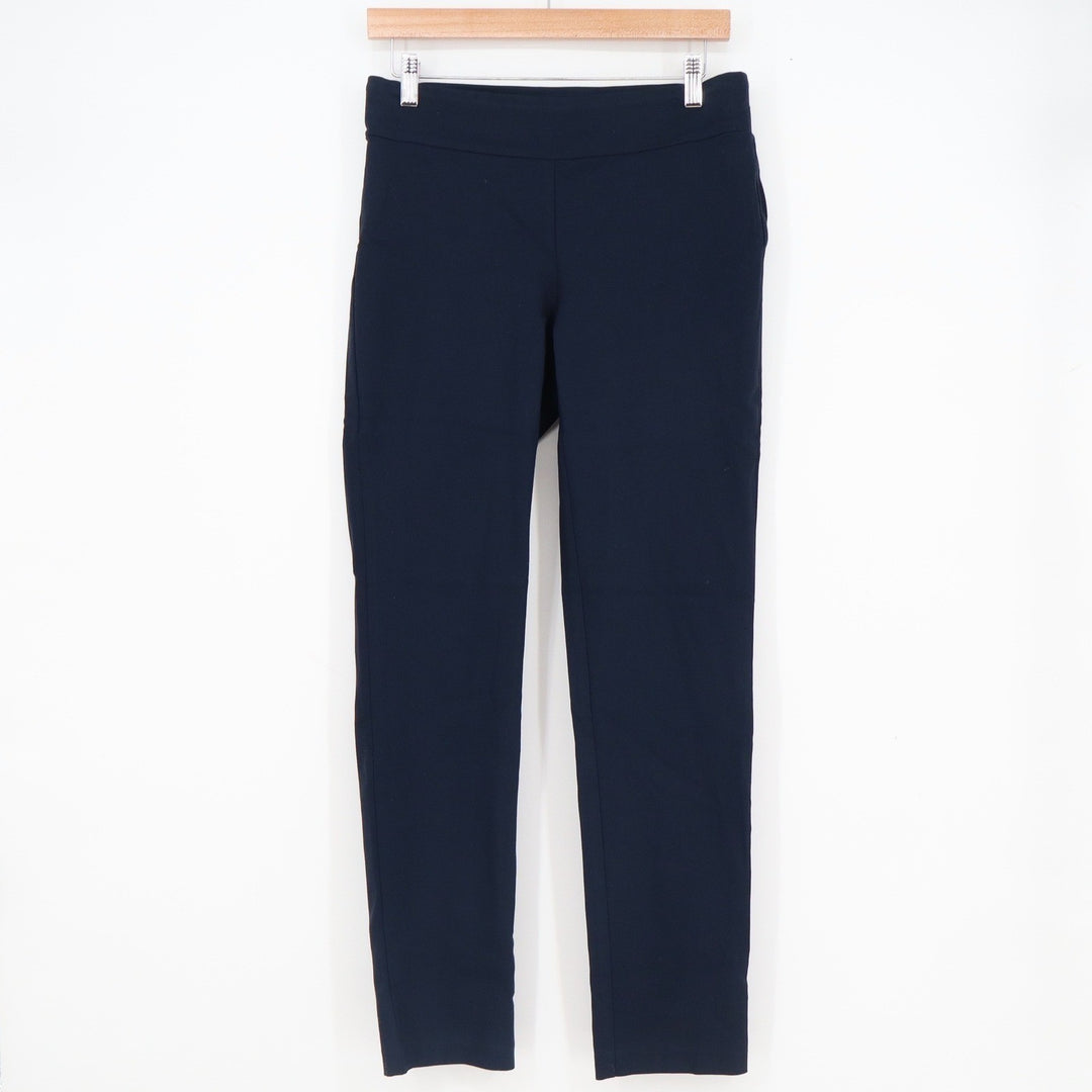 J.McLaughlin Navy Blue Stretch Pull On Slim Leg Pants Back Pockets Womens Size 8
