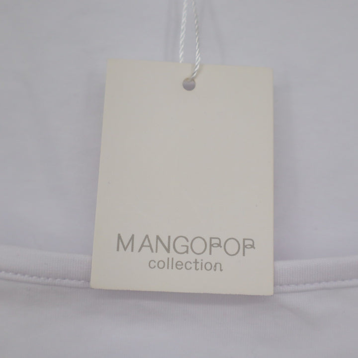 Mangopop White Square Neck Long Sleeve Bodysuit Medium