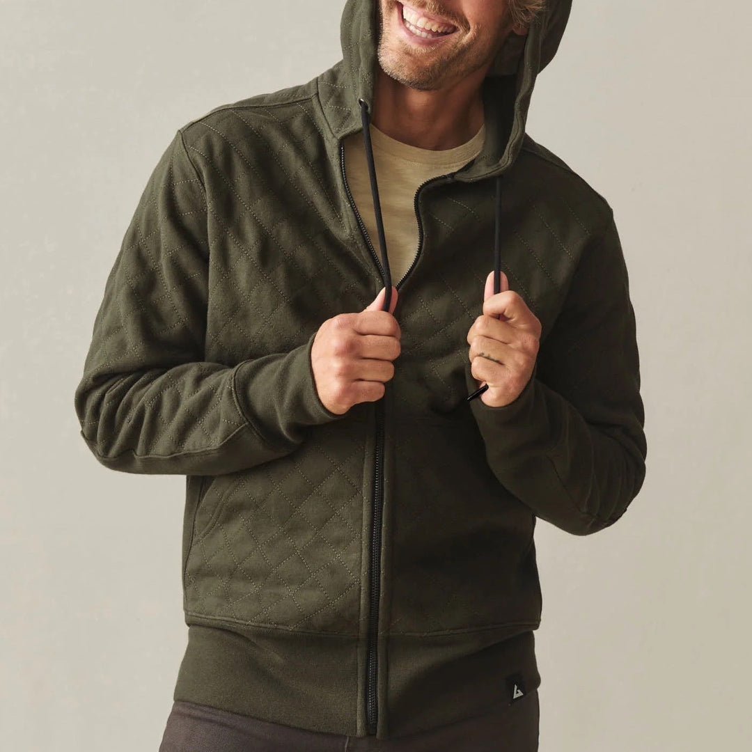 American Giant Diamond Stitch Classic Full Zip Hoodie Mens Small Olive Green