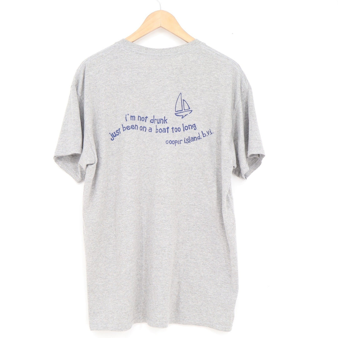 Gildan DryBlend Mens Gray Cooper Island BVI Funny Boating Graphic T-Shirt Size M
