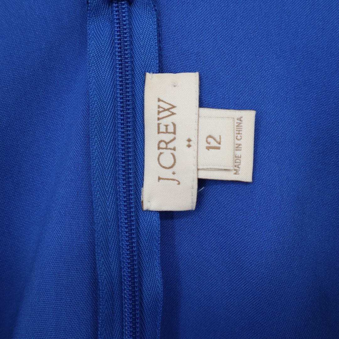 J.Crew Dress Women's 12 Blue Scalloped Ruffle Hem Sleeveless Excellent