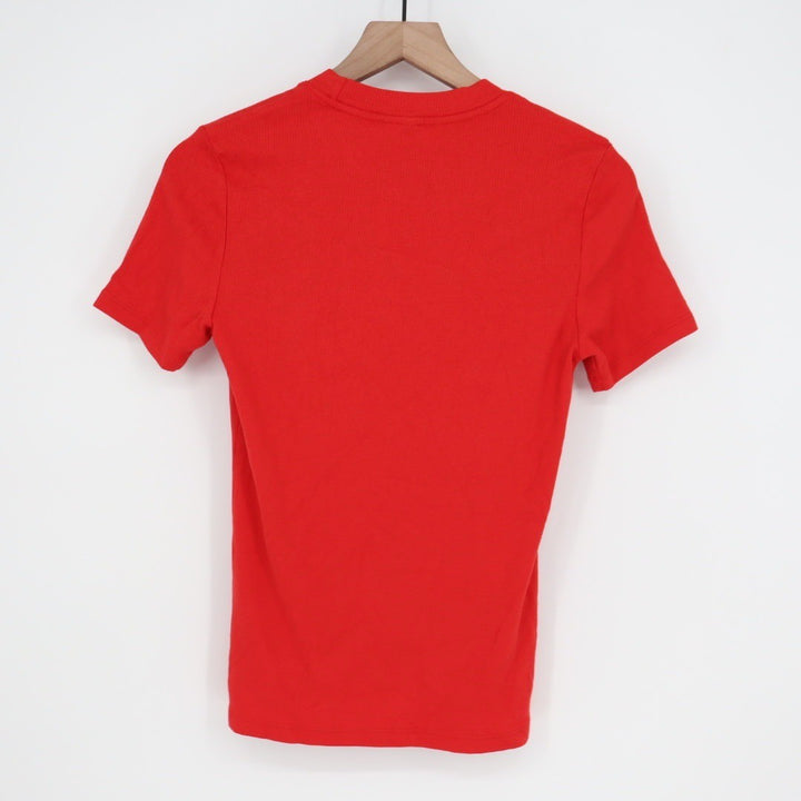American Giant Women Red Luxe Ribbed Crew Neck Short Sleeve Tee Size M