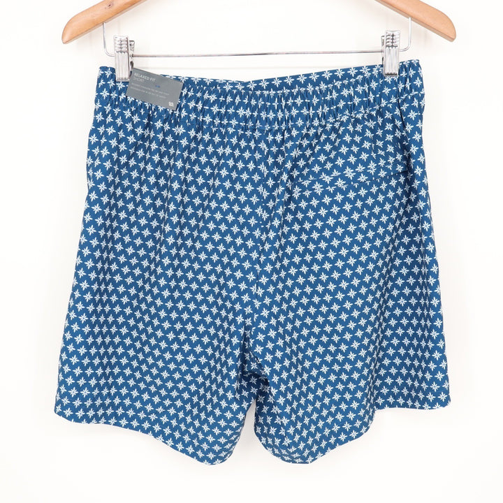 VRST Mens Resort Short 6" Deep Denim Print Blue White Floral Stretch Small