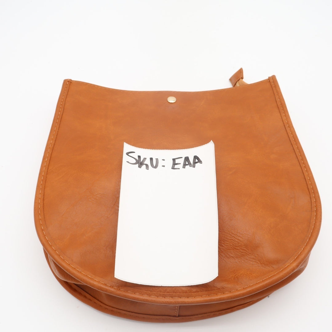 Ahdorned Double-Entry U-Shaped Womens Handbag Brown Shoulder Bag with Pouch