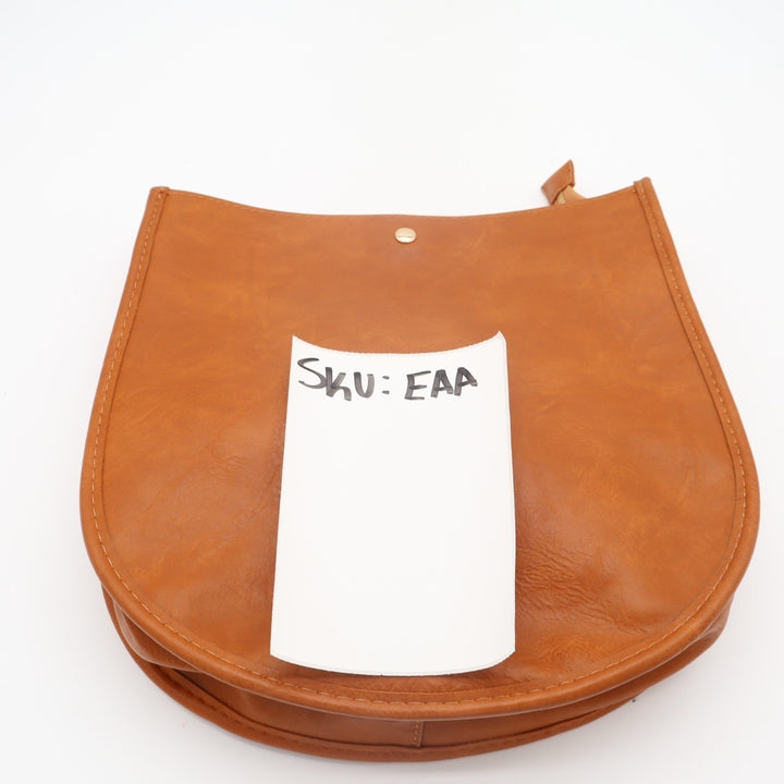 Ahdorned Double-Entry U-Shaped Womens Handbag Brown Shoulder Bag with Pouch
