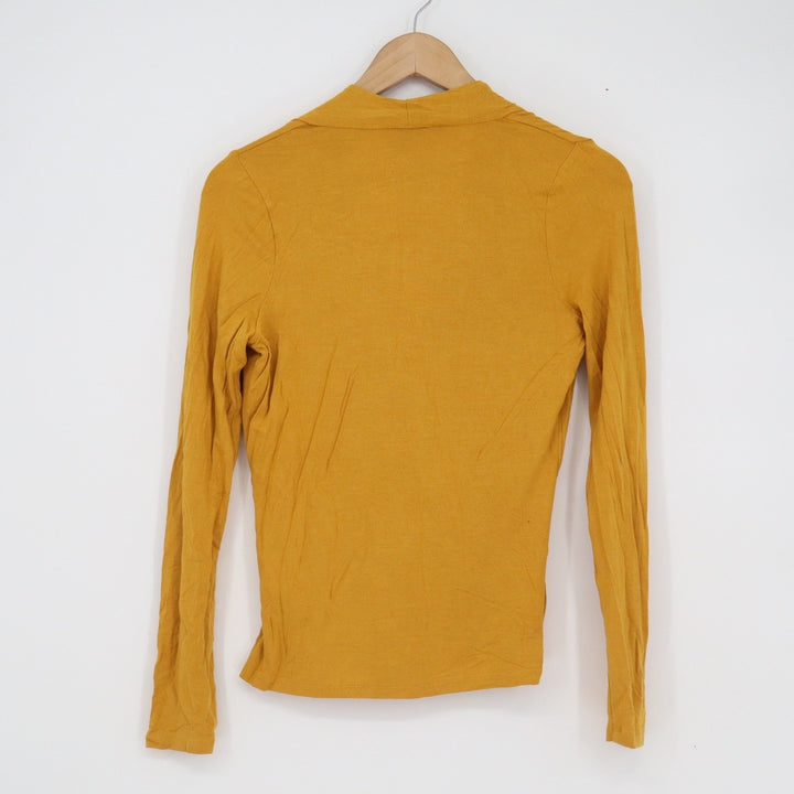 Banana Republic Mustard Yellow Wrap Top Long Sleeve Modal Surplice Medium