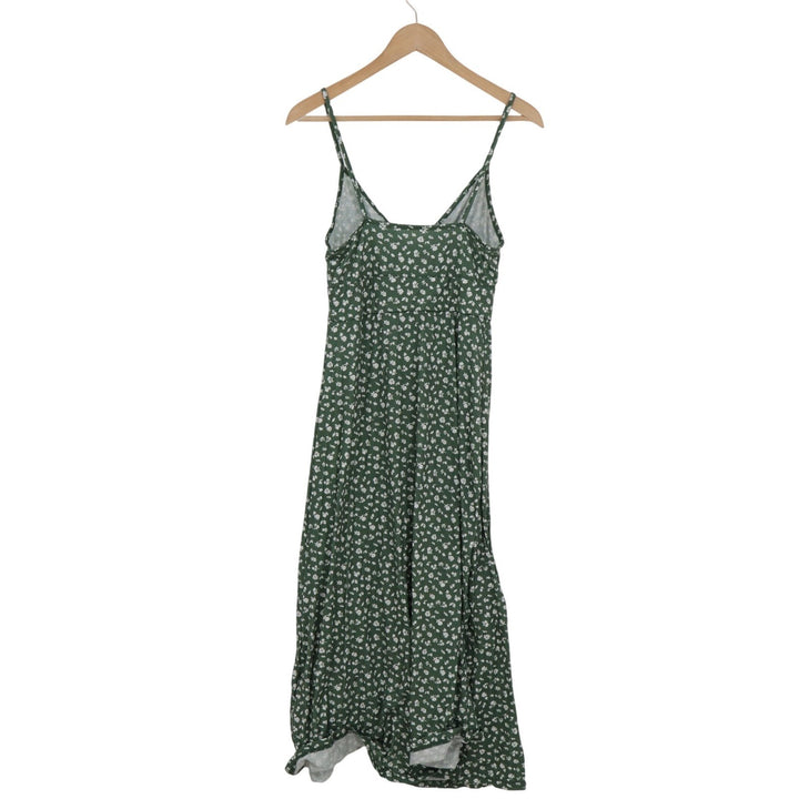 SHEIN Green Ditsy Floral V Neck Cami Midi Dress Small Summer Boho Sleeveless