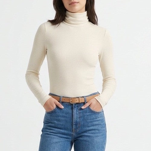 Naked Wardrobe White Turtleneck Long Sleeve Bodice XL