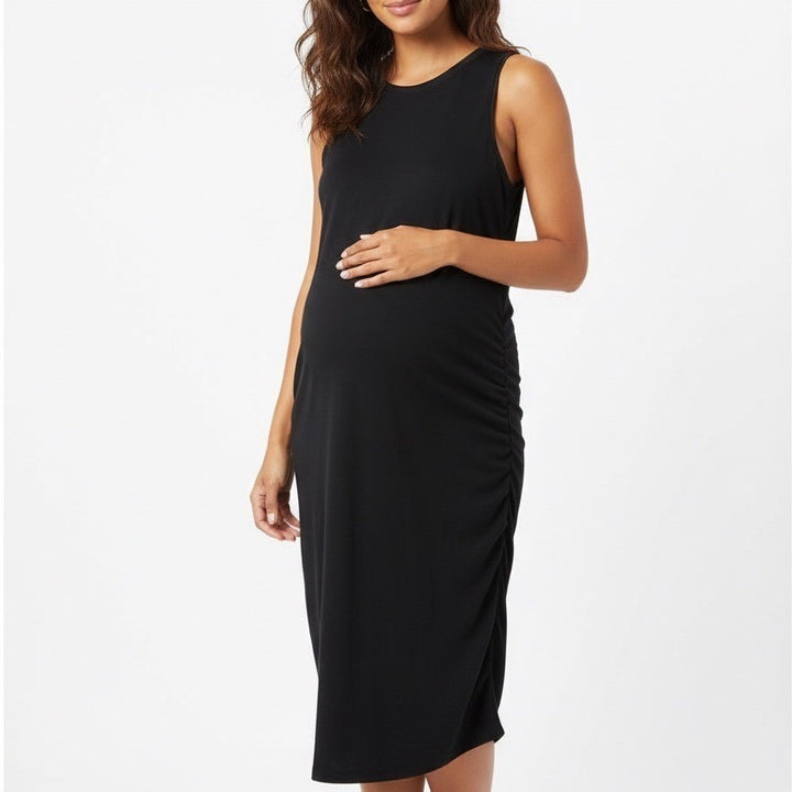 Old Navy Maternity Black Sleeveless Ruched Midi Dress XXL