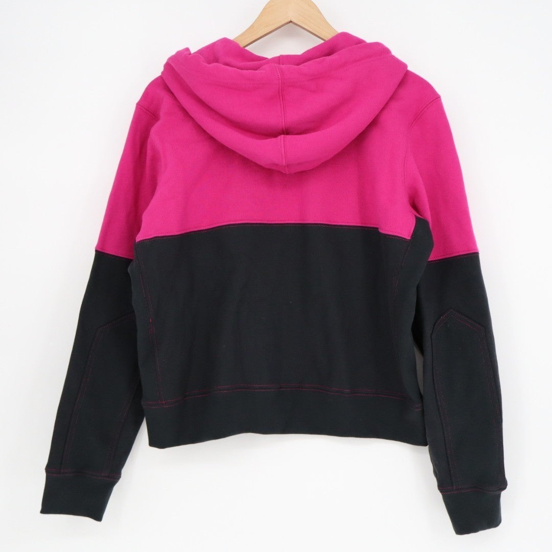 American Giant Hoodie Womens Small Pink Black Logo Fleece Lined Cotton Full Zip