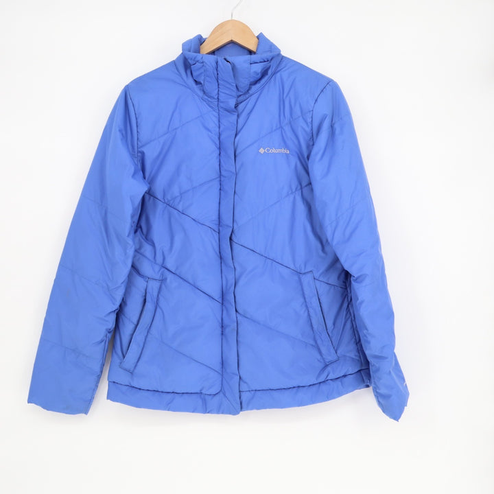 Columbia Omni-Shield Puffer Jacket Womens Large Blue Down Insulated Full Zip