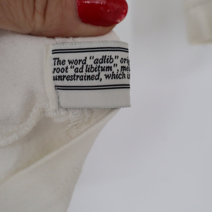 Adlib Mens Large Cream Cotton Long Sleeve Pocket Tee Off White Minimalist Trim