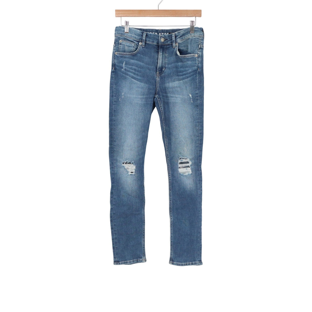 Avery & Co Super Stretch Skinny Jeans Medium Wash Ripped Knee Blue Size 13