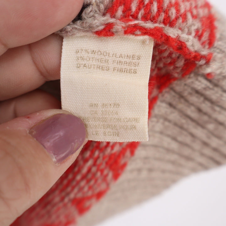 Free People Wool Fair Isle Sweater Dress Beige Red Snowflake Keyhole Small