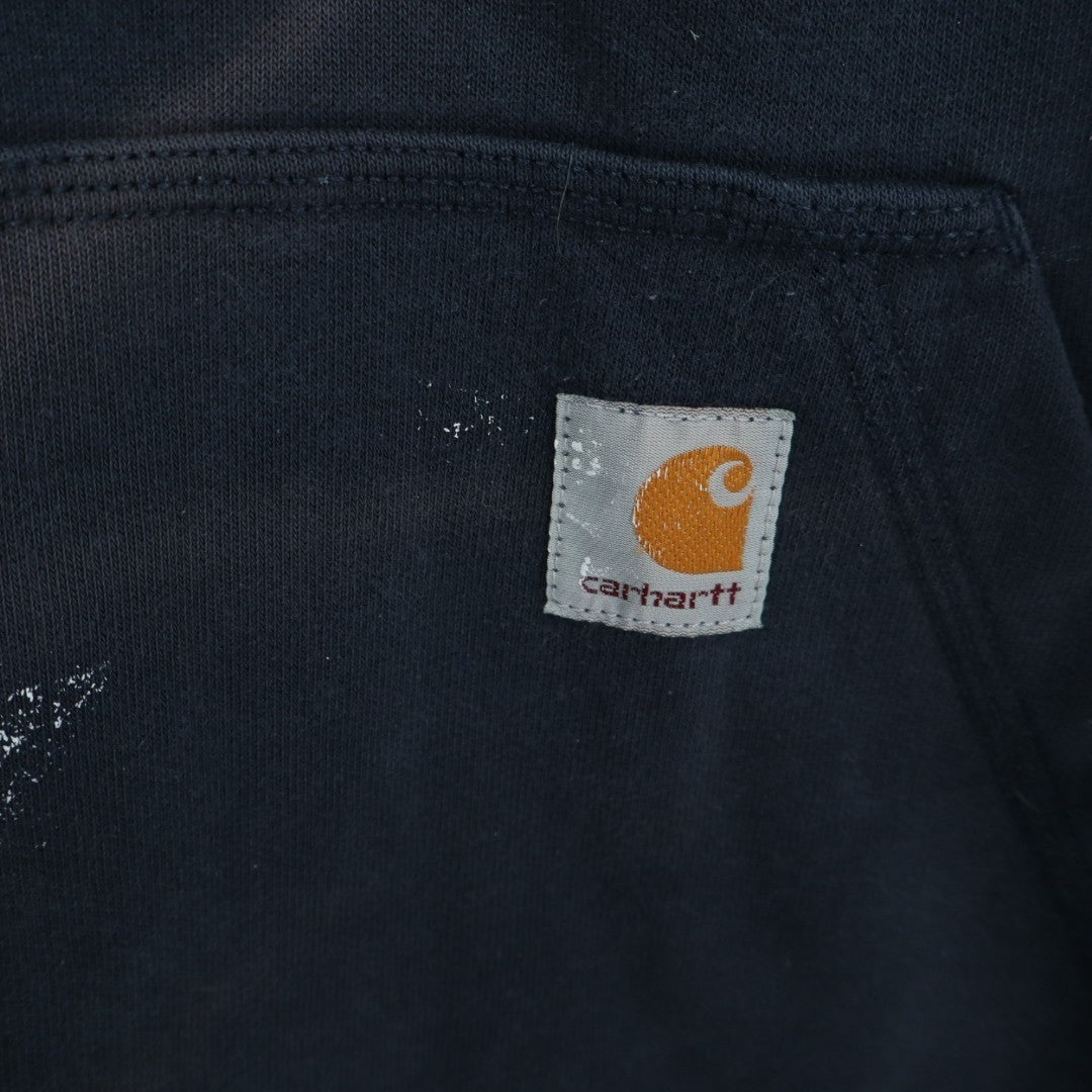 Carhartt Hoodie Men Medium Midnight Blue Cotton Fleece Loose Fit Kangaroo Pocket