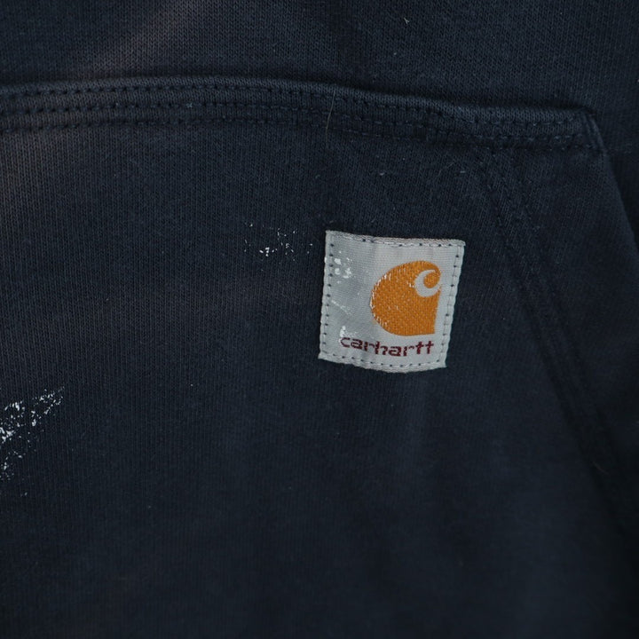 Carhartt Hoodie Men Medium Midnight Blue Cotton Fleece Loose Fit Kangaroo Pocket